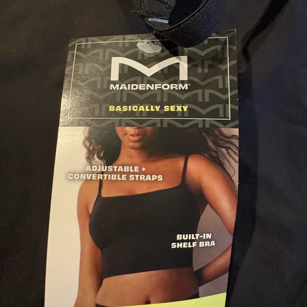 Maidenform Black Crop Tank with Built-In Shelf Bra